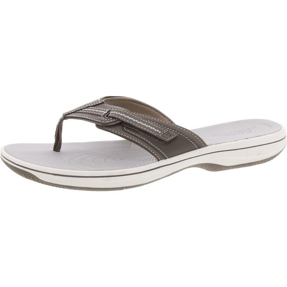 Clarks Jazzh Womens Toe-Post Cushioned Footbed Flip-Flops Gray Multi 11M - Picture 7 of 7